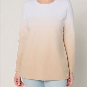 NWT Denim & Co. Regular French Terry Dip Dye Tunic Sand size Small